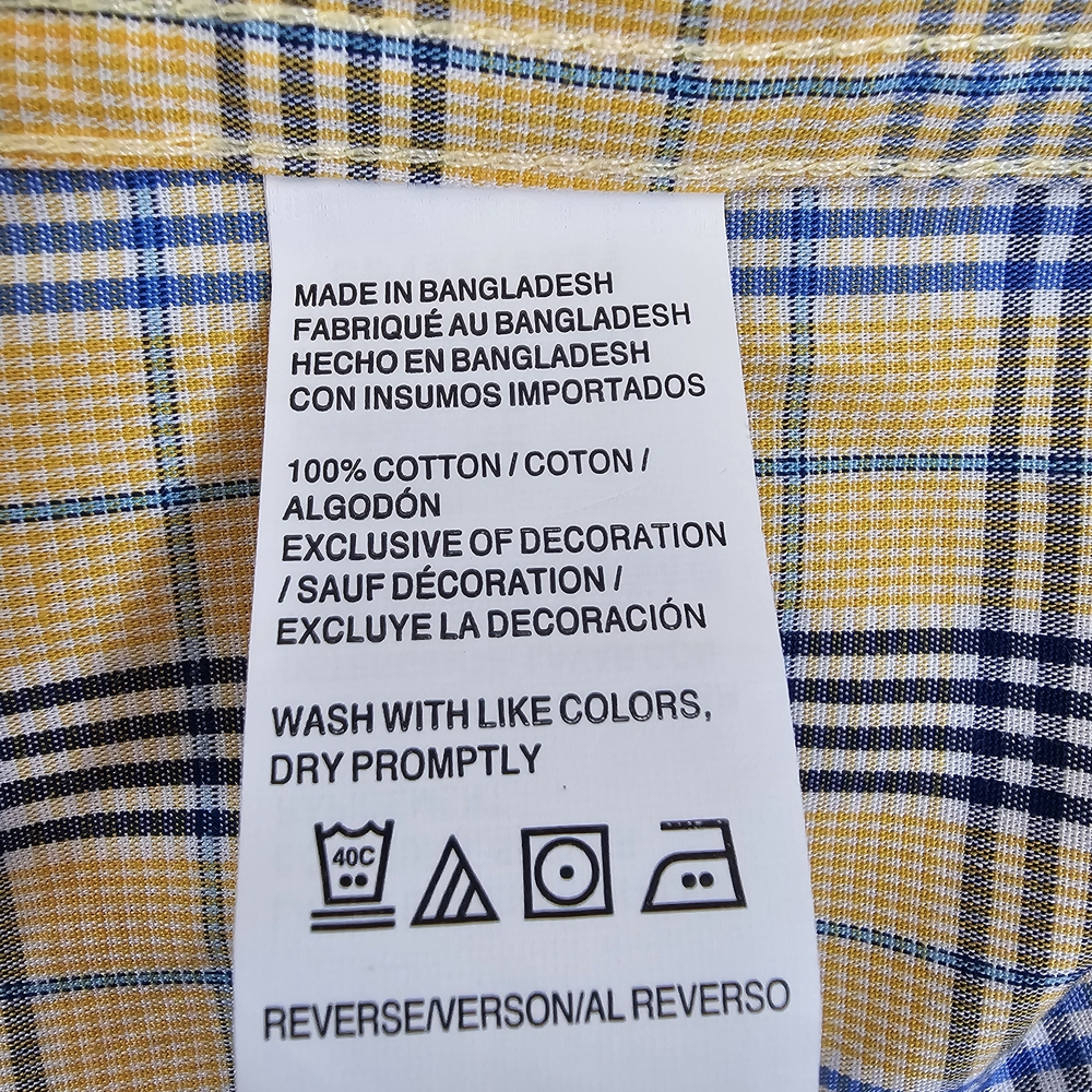 Izod Men's Yellow Multi Plaid Button Down Collar Long Sleeve Sport Shirt Size L - Picture 14 of 15